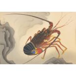 Ohno Bakafu - Spiny lobster from Familiar Fish of Nippon Series, Japanese woodblock print,