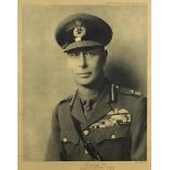 Hugh Cecil portrait of George VI, signed in ink by George VI, dated 1948, published by Raphael