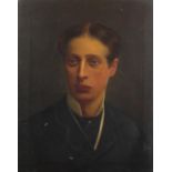 Head and shoulders portrait of a young gentleman, 19th century oil onto canvas, mounted and