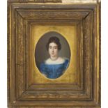 19th century oval hand painted portrait miniature of Harriet Robertson, daughter of Daniel and