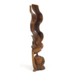 Floor standing carved wood sculpture of embracing figures, 83cm high : For Further Condition Reports