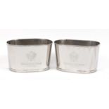 Pair of Bollinger design champagne ice buckets, 26cm high x 43.5cm wide : For Further Condition