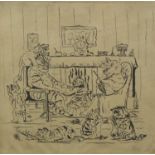 Manner of Louis Wain - Cats in an interior, framed, 25.5cm x 25.5cm : For Further Condition