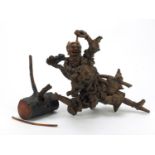 Chinese hardwood root carving of a devil, approximately 40cm high : For Further Condition Reports