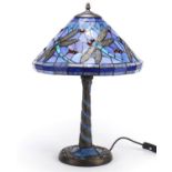 Tiffany design dragonfly table lamp with shade, 58cm high : For Further Condition Reports Please