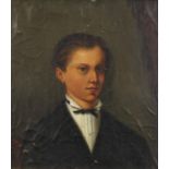 Head and shoulders portrait of a young gentleman, late 19th century oil onto canvas, laid on