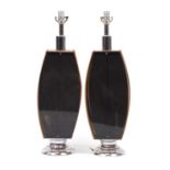 Pair of Scandinavian design teak, Perspex and chromed lamps, each 75cm high : For Further