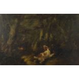 George Armfield - Three spaniels, 19th century oil on canvas, framed, 75cm x 49cm : For Further