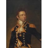 Portrait of a Naval officer, oil on wood panel, framed, 24cm x 17.5cm : For Further Condition