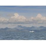 Christopher Hankey - Seascape off Morar, oil on board, John Nevill Gallery labels verso, mounted and