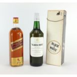 Two vintage bottles of whisky comprising 1960's Black and White with box and Johnnie Walker Red