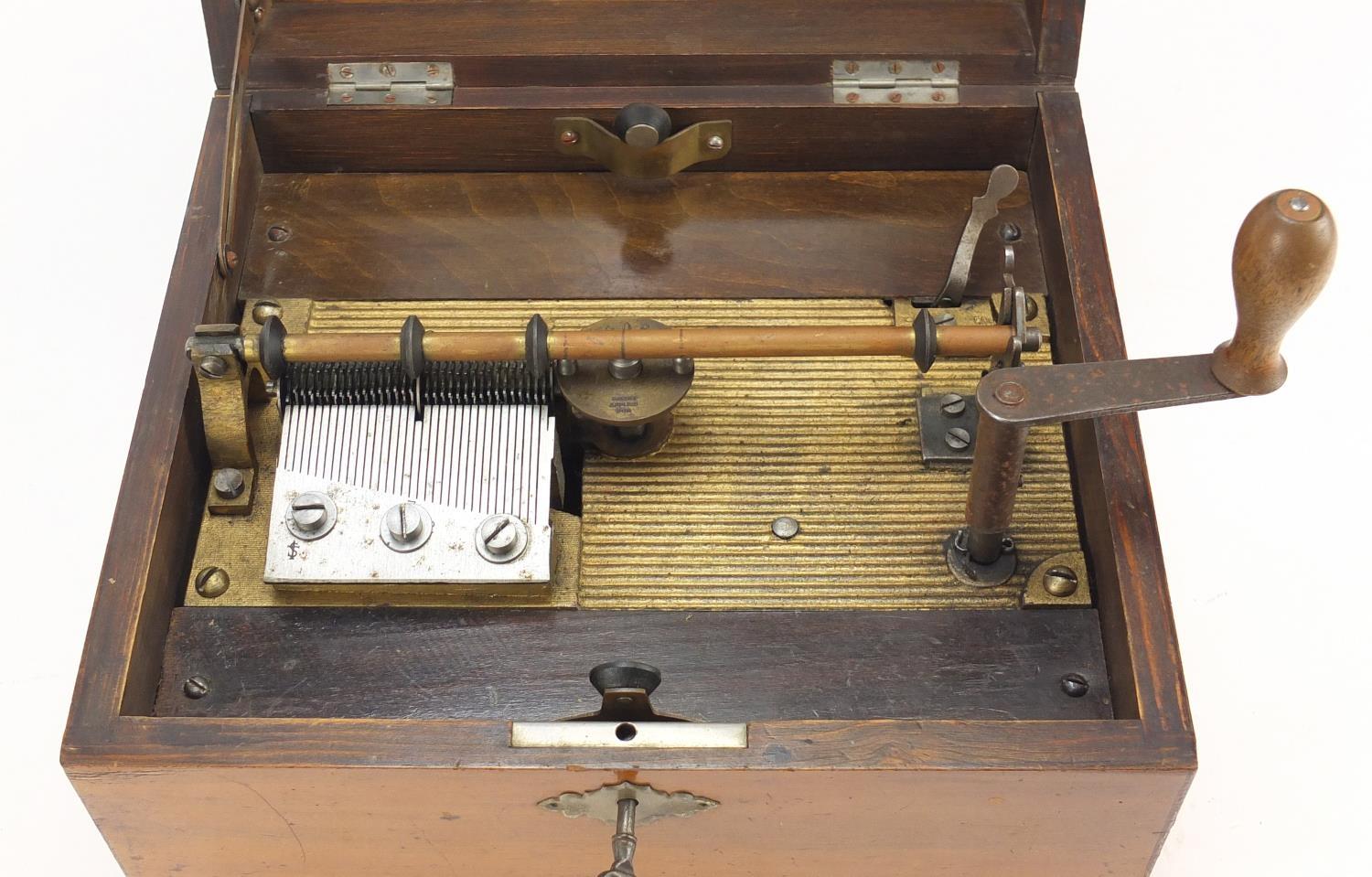 Victorian inlaid walnut polyphone, numbered 74080, 16.5cm H x 24.3cm W x 21.5cm D : For Further - Image 6 of 9