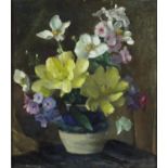 Colin Campbell - Still life flowers in a vase, oil on panel, framed, 39.5cm x 34cm : For Further