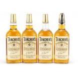 Four vintage 75cl bottles of Teachers Highland Cream whisky : For Further Condition Reports Please