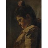 Diaz Miguel Villalobos - Head and shoulders portrait of a young girl, Spanish school oil on