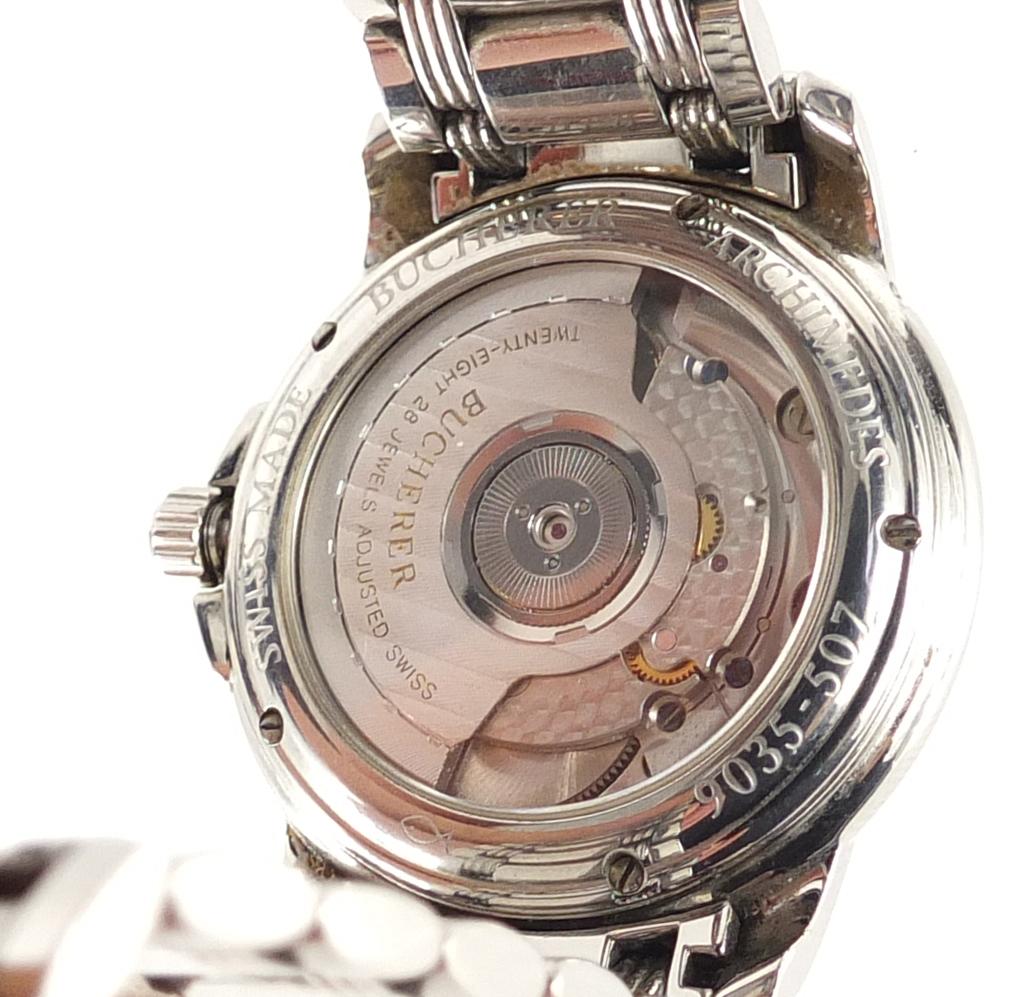 Bucherer Archimedes automatic wristwatch with date dial, box and ...