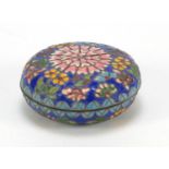 Chinese cloisonné pot and cover, 10cm in diameter : For Further Condition Reports Please Visit Our