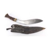 Gurkha's kukri knife with leather sheath, 43cm in length : For Further Condition Reports Please