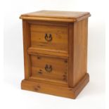 Pine two drawer filing cabinet, 81cm H x 61cm H x 51cm D : For Further Condition Reports Please