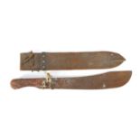 Vintage military interest machete with leather sheath, embossed D M and S Ltd 1945, the machete 59cm