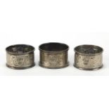 Pair of Victorian silver napkin rings and one other, 54.5g : For Further Condition Reports Please