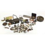 Objects including Militaria, World coins, chain link purse and a harmonica : For Further Condition