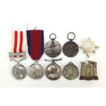 Militaria including Battle of Waterloo style medal and a Inniskillen G badge : For Further Condition