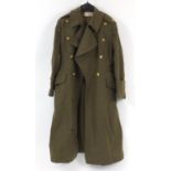 Military interest overcoat with Royal Army Service Corps pips, labels to the interior, 120cm in