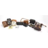 Vintage cameras and opera glasses including Ilford, Ross and Kodak : For Further Condition Reports