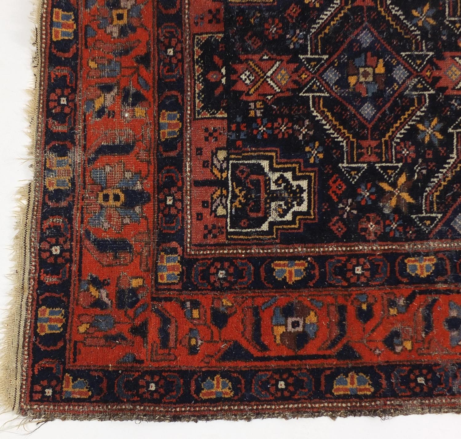 Red and blue ground geometric pattern rug, 145cm x 90cm : For Further Condition Reports Please Visit - Image 3 of 4