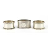 Pair of silver napkin rings and one other, 75.2g : For Further Condition Reports Please Visit Our