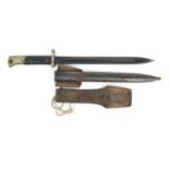 German military interest bayonet and scabbard with leather frog, 44cm in length : For Further