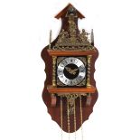 Mahogany Atlas clock with brass mount and weights, 55cm in length : For Further Condition Reports