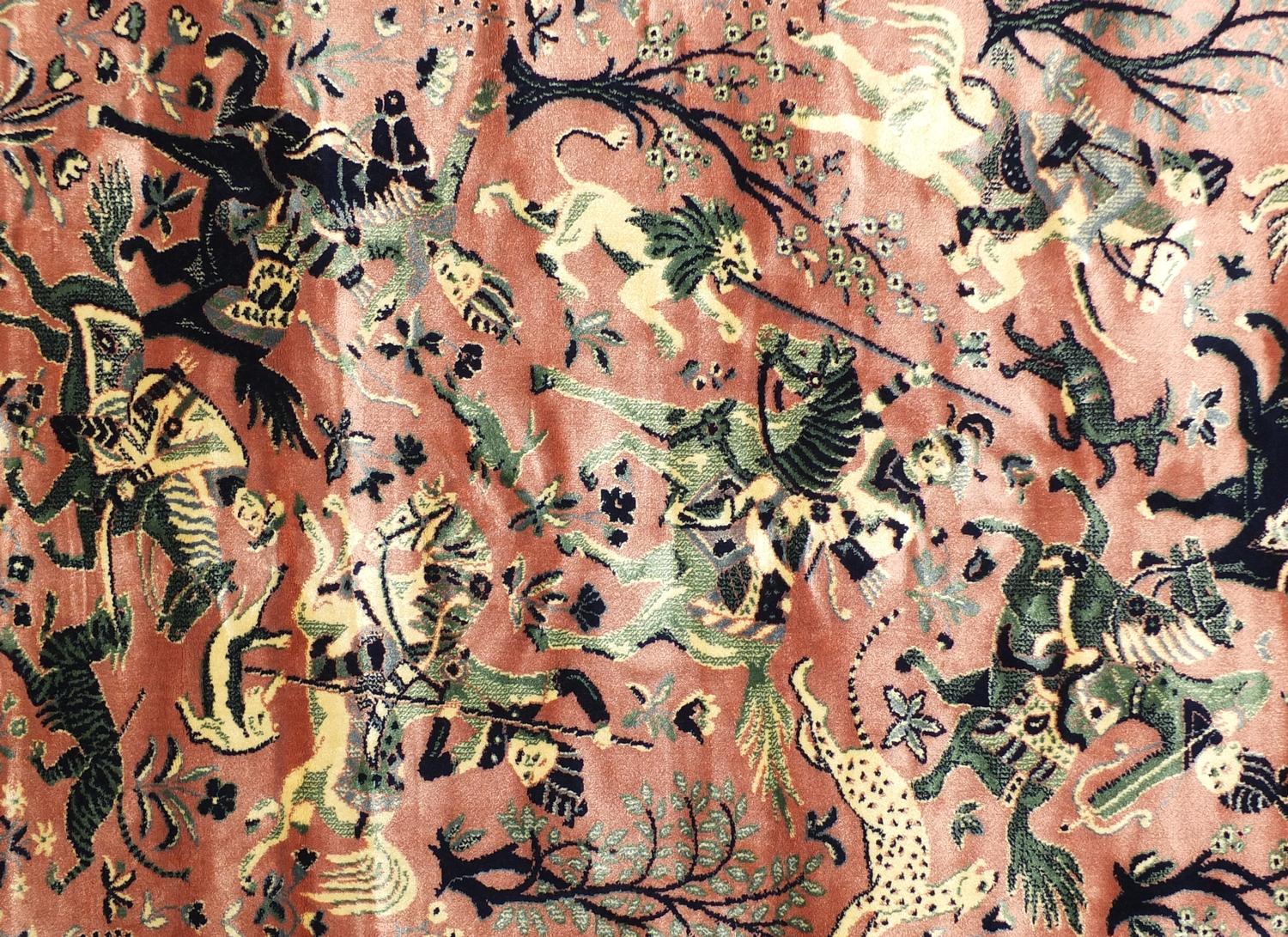 The Sultan Collection silk rug decorated with hunters on horseback, 170cm x 126cm : For Further - Image 2 of 8