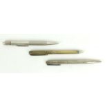 Three silver propelling pencils with engine turned bodies : For Further Condition Reports Please