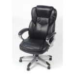 Black faux leather executive office chair : For Further Condition Reports Please Visit Our Website.