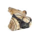 Chinese agate carving of a water buffalo, 5.5cm in length : For Further Condition Reports Please