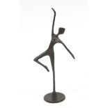 Modernist patinated bronze study of a dancer, 29.5cm high : For Further Condition Reports Please