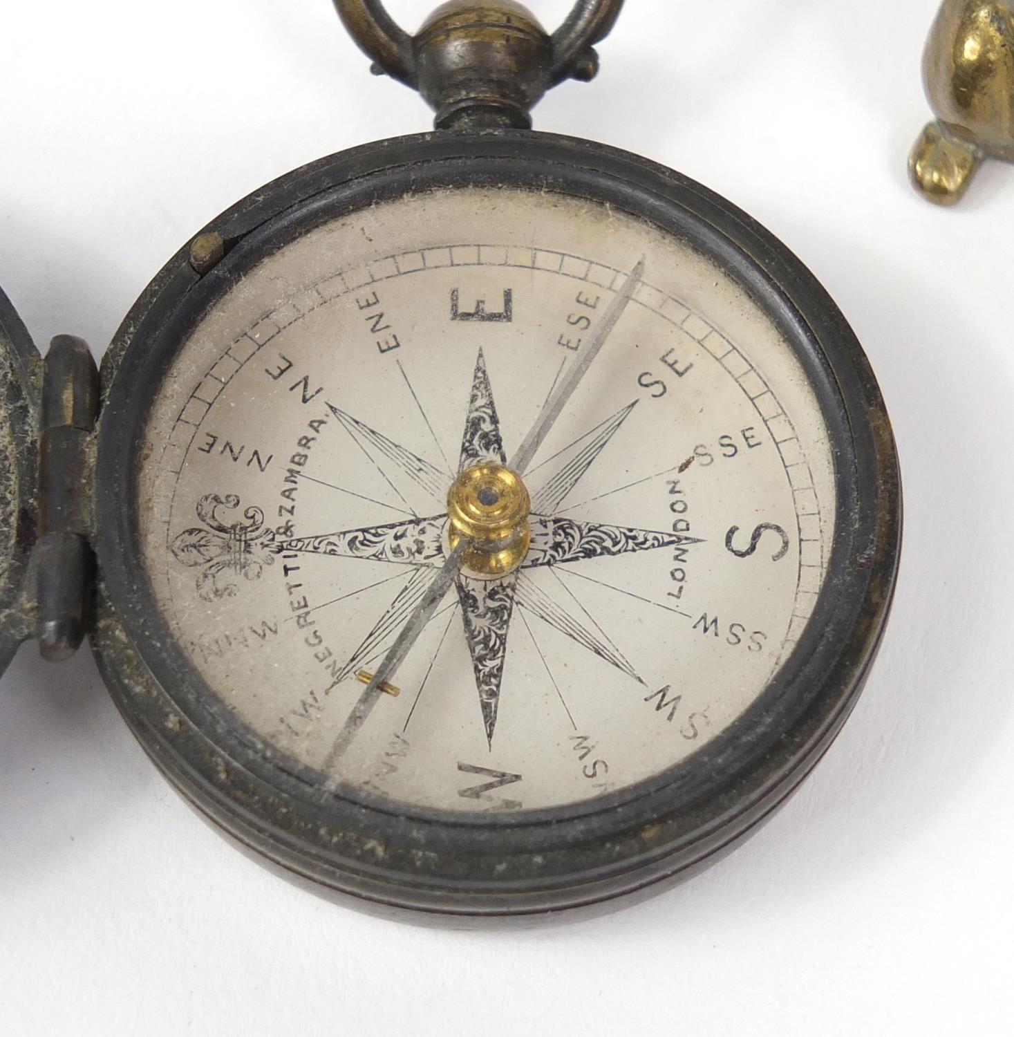 Novelty brass dog design vesta and a Negretti and Zambra compass : For Further Condition Reports - Image 2 of 5