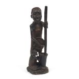 African tribal carving of a father and son, 72cm high : For Further Condition Reports Please Visit