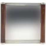 Art Deco mahogany and chrome mirrored tray, 30cm x 28cm : For Further Condition Reports Please Visit