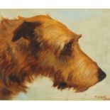Dog's head, oil, bearing signature Arthur Ward, mounted and framed, 25cm x 21cm : For Further