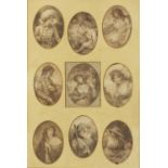 Set of nine engravings in the style of Bartolozzi, mounted and framed, 36cm x 24.5cm : For Further