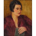 Manner of Venessa Bell - Head and shoulders portrait of a female, Modern British oil on canvas,