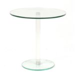 Contemporary glass pedestal occasional table, 50cm H x 50cm diameter : For Further Condition Reports