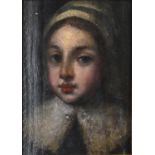 Old master style portrait of a young girl, oil onto board, framed, 17cm x 12cm : For Further