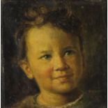 Portrait of a young child, German school oil on canvas, bearing a signature F Enirn, framed, 19cm