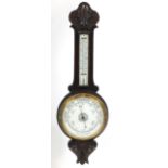 Oak aneroid barometer, 78cm in length : For Further Condition Reports Please Visit Our Website.
