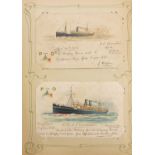 Victorian and later postcards some photographic, arranged in an album including shipping P & O,