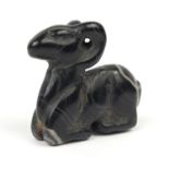 Chinese agate carving of a water buffalo, 6cm in length : For Further Condition Reports Please Visit
